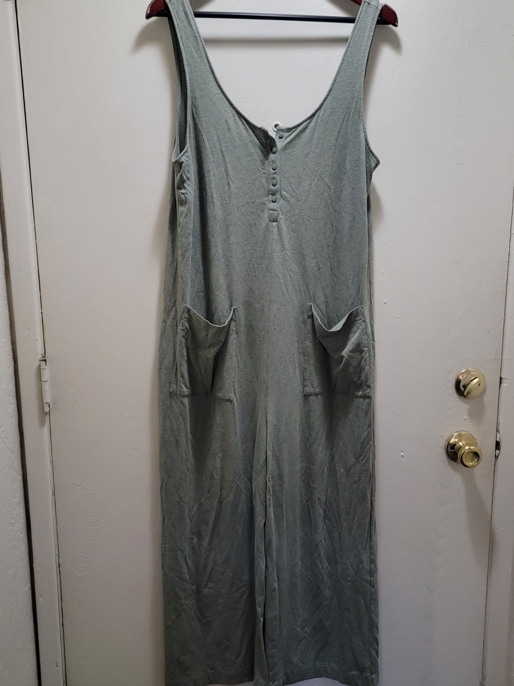 Soma Sage Green Sleeveless Jumpsuit with Front Pockets
